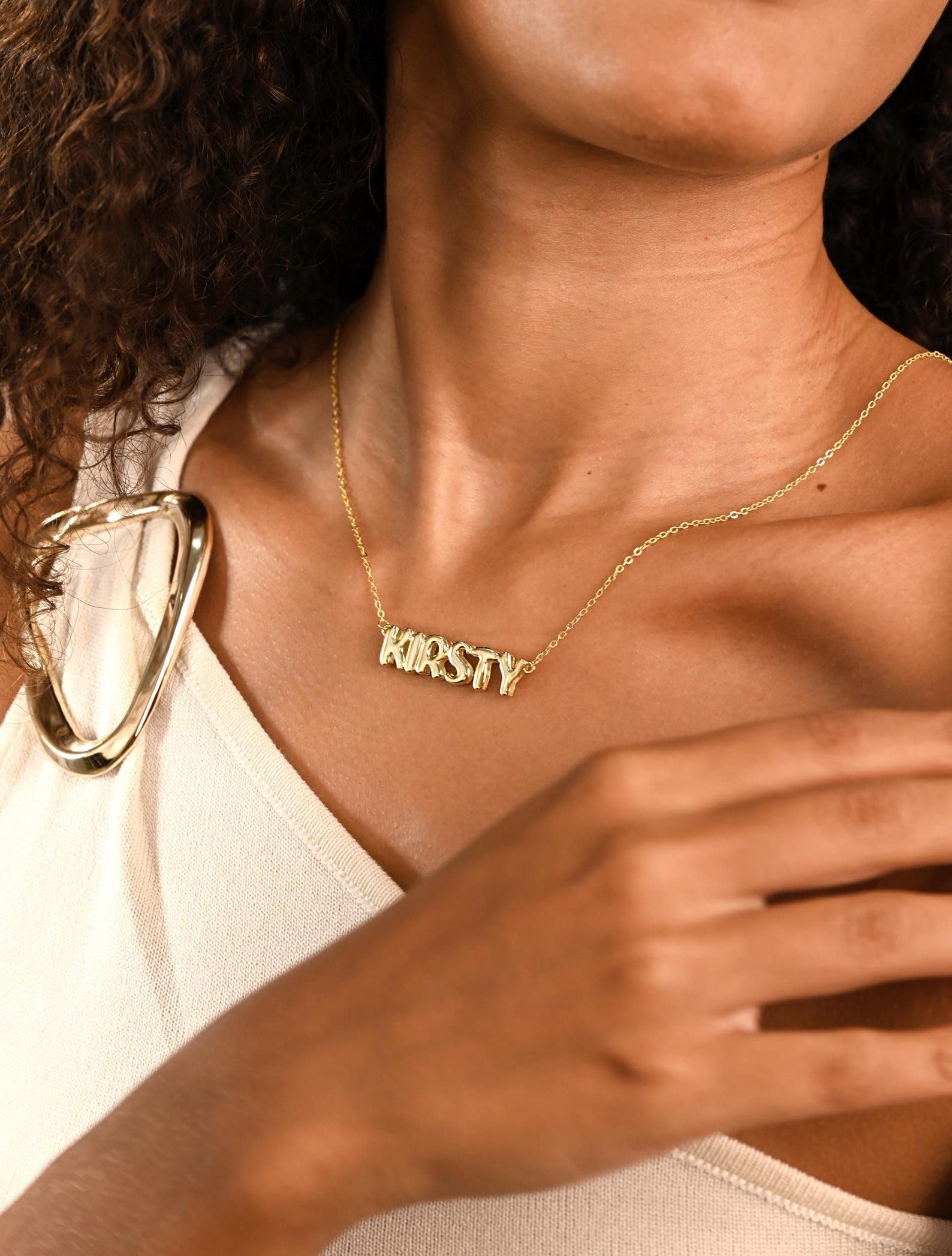 Personalizzato bolla collana con nome, 3D lettera delicato palloncino oro gioiello Natale per mamma