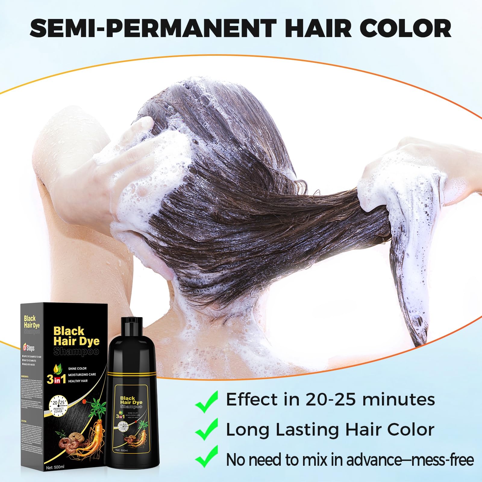 Amazon.com : JUANCHI Black Hair Dye Shampoo 3 in1, Black Shampoo