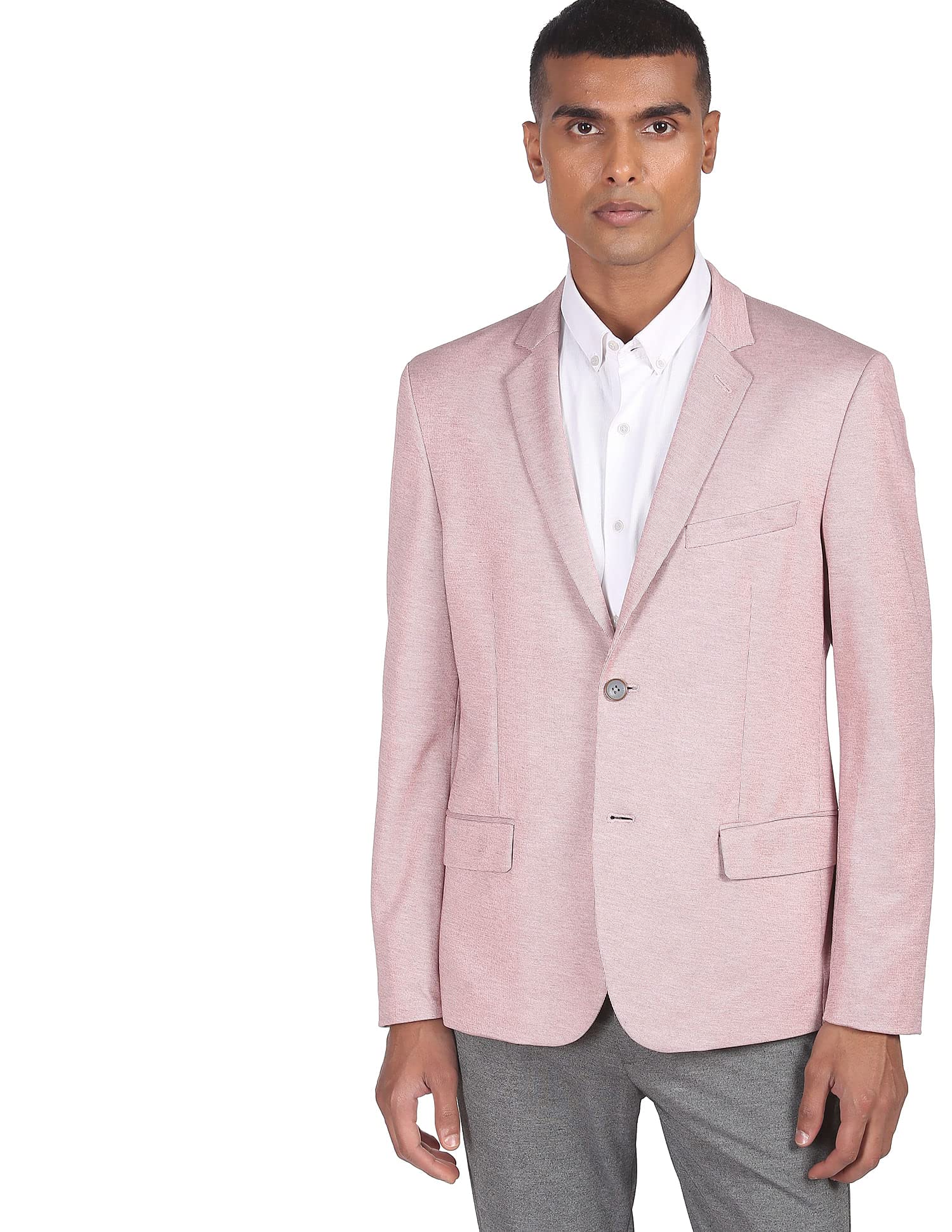 Men Pink Slim Fit Patterned Formal Blazer-image-19