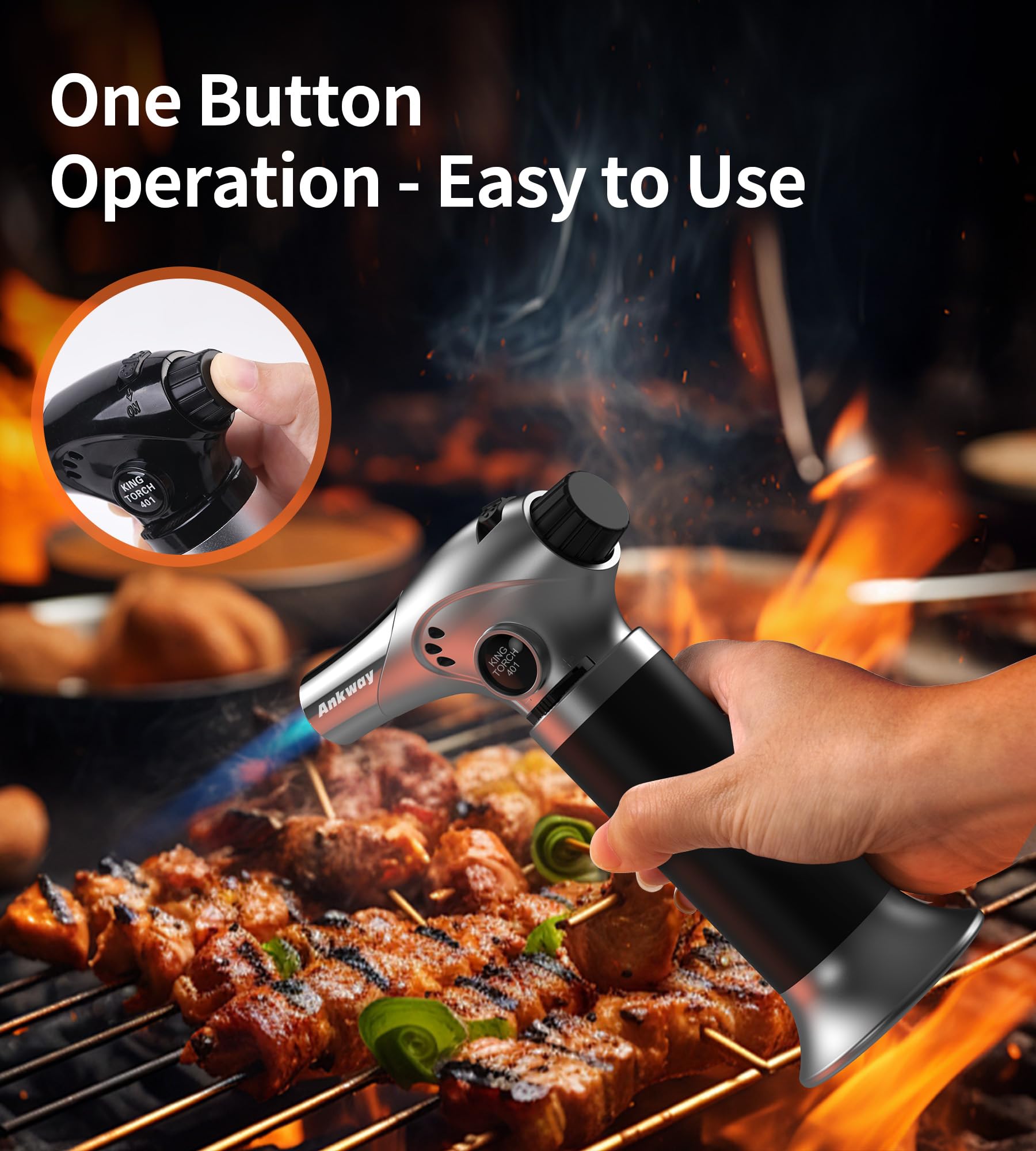 Ankway Soplete de Cocina Recargable Butano Profesional Antorcha para Cocinero Creme Brûlée BBQ