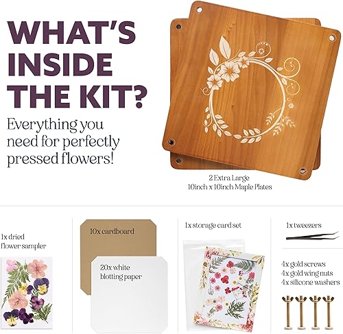 Miniatura 2 de Prensa de flores de madera extra grande de alta calidad para adultos, kit de prensado de flores de madera de arce maciza para adultos con sistema de