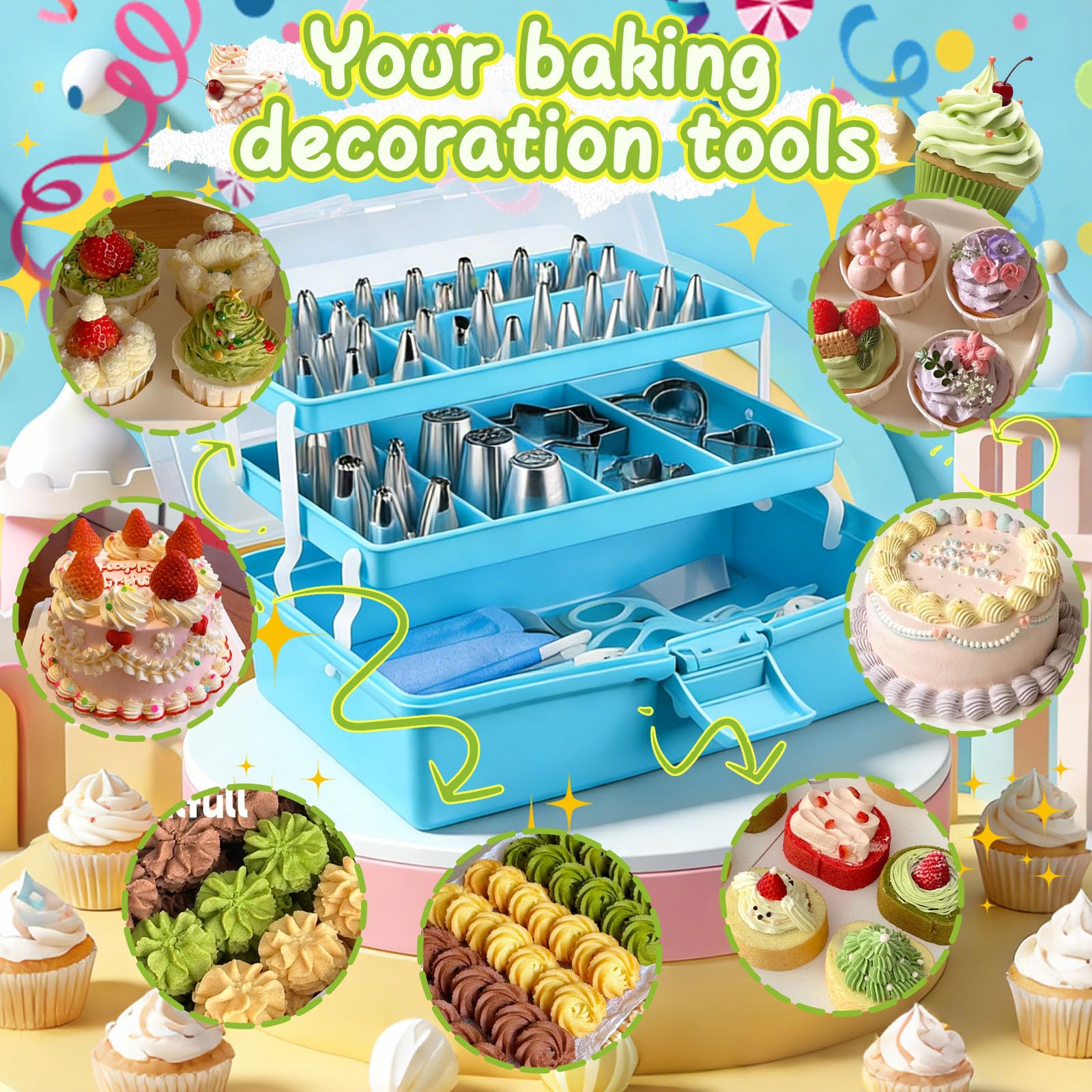 Suuker Kuchendekorationswerkzeug-Set, 236-teiliges Backzubehör mit Aufbewahrungskoffer, Zuckerguss-Spritzbeutel, Spritzbeutel und Spritztüllen-Set mit 36 nummerierten Spritztüllen, Gebäckbeutel für