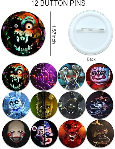 Miniatura 4 de Tewqita FNNNF - Decoraciones para fiestas de cumpleaños, 86 piezas de suministros de fiesta que incluyen 12 pulseras, 12 llaveros, 50 calcomanías,