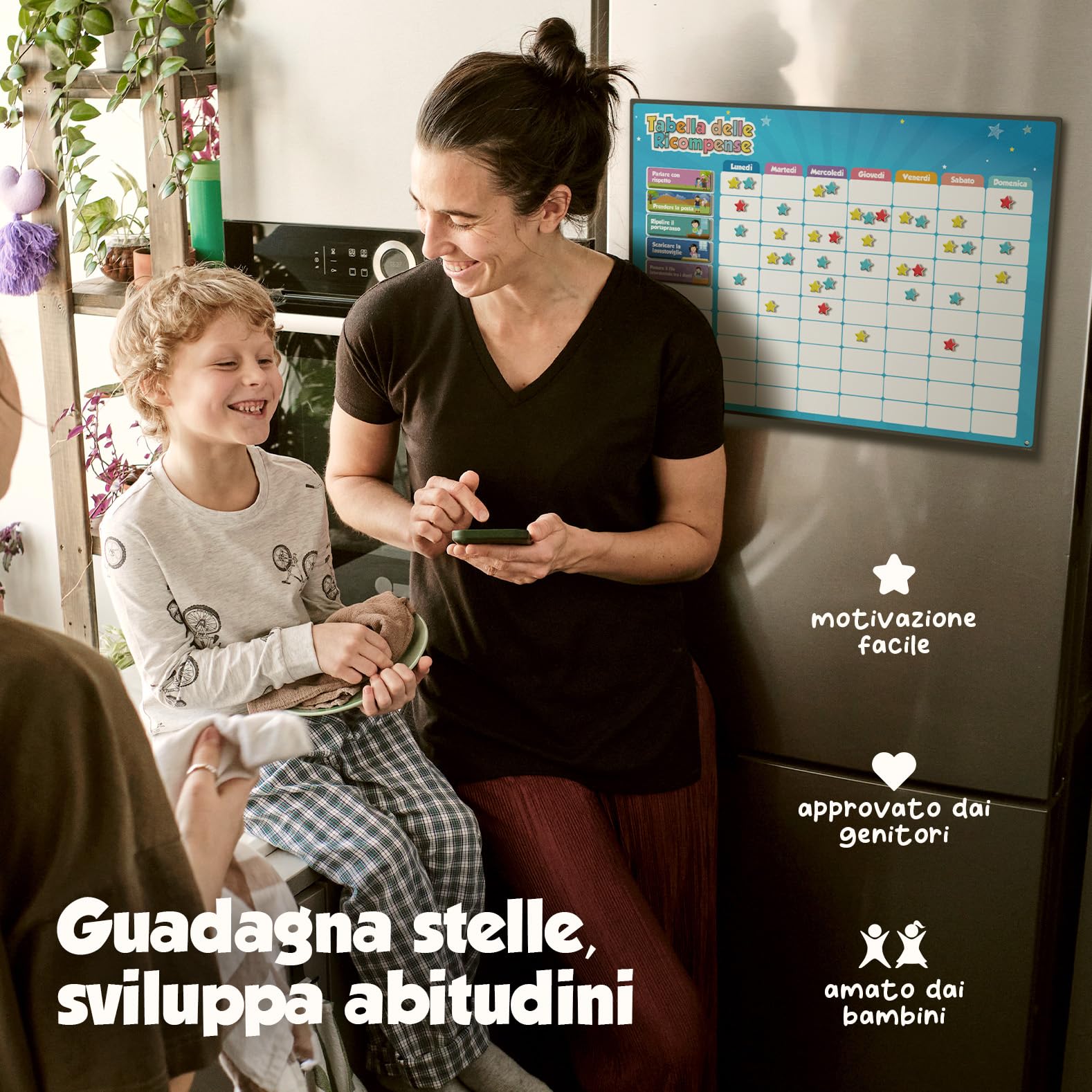 Smart Panda Tabella delle Ricompense per Bambini – 80+ ATTIVITÀ + 380 MAGNETI – Sistema di Ricompensa Montessori per Routine e Comportamento – Planner Magnetico da 3 a 8 Anni – In Italiano