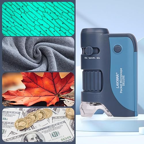 Miniatura 2 de Mini microscopio de bolsillo 60x-120x para niños y adultos, microscopio portátil de mano con 5 diapositivas de microscopio, miniscopio para niños y