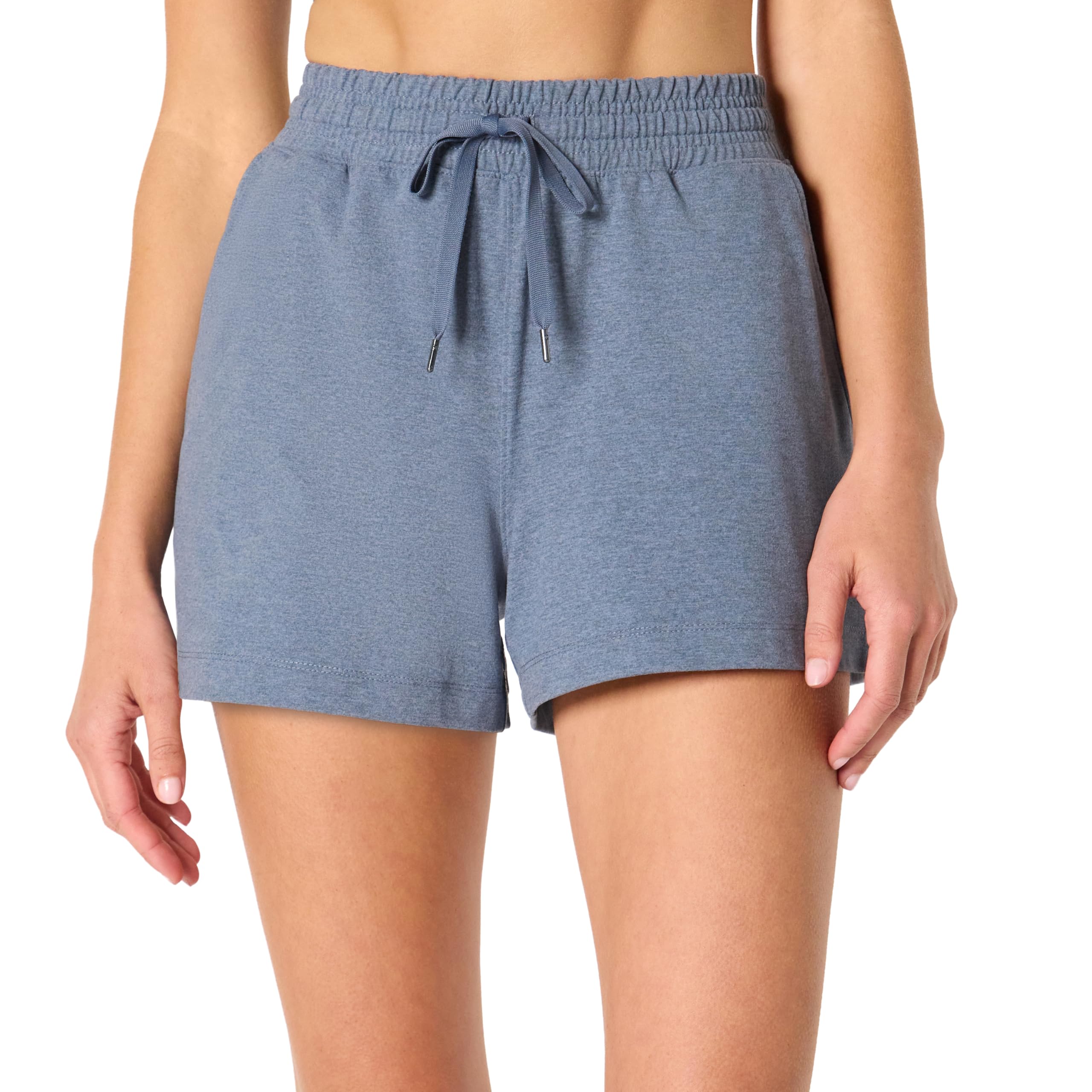 Amazon Essentials Women's Athletic Soft Performance Lightweight Stretch Workout Gym Sweat Shorts, Slate Space Dye, S