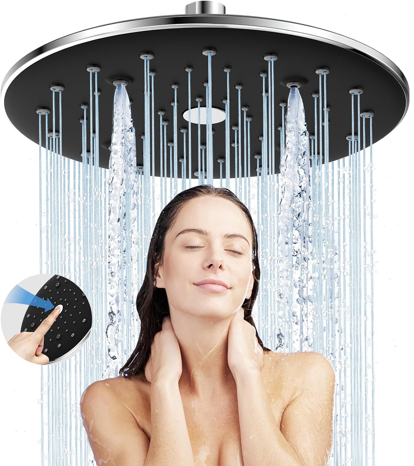 KOSNEW 3 Modes Large Rain Shower Head 9 Inch Rainfall Shower Head