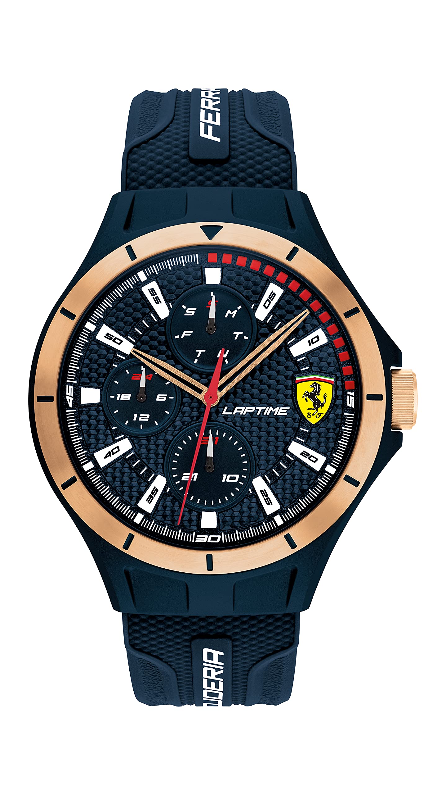 Ferrari Silicone Scuderia Lap Time Analog Blue Dial Men's Watch-0830863