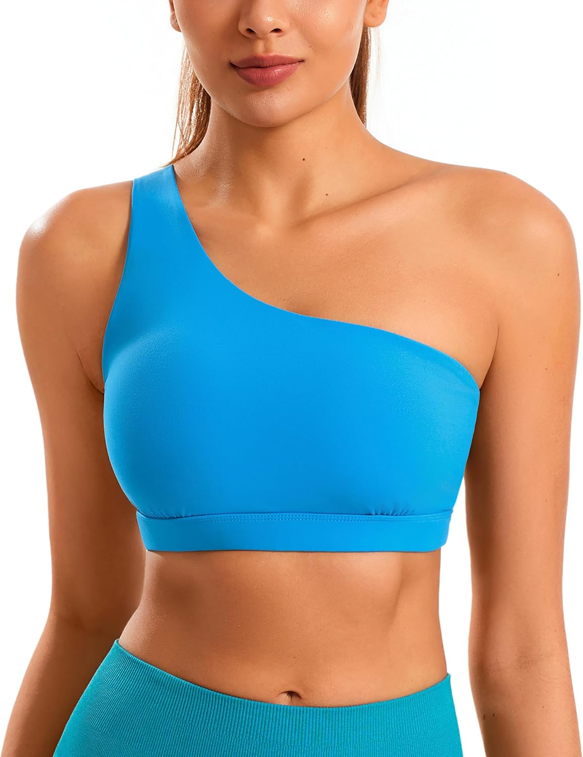 Smooth Sports Bras for Women One Shoulder Low Impact Asymmetrical Workout Tops Padded Yoga Right Shoulder Strap Bra