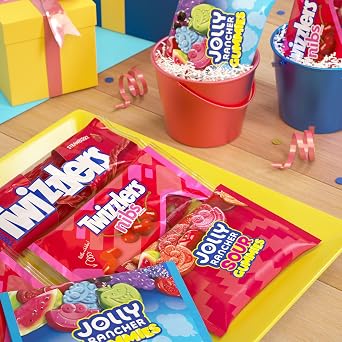 JOLLY RANCHER & TWIZZLERS Assorted Fruit Candy Variety Pack, Bulk Box, 39.5 oz