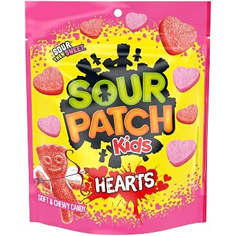 SOUR PATCH KIDS Soft & Chewy Gummy Valentines Day Candy Hearts, 10 oz