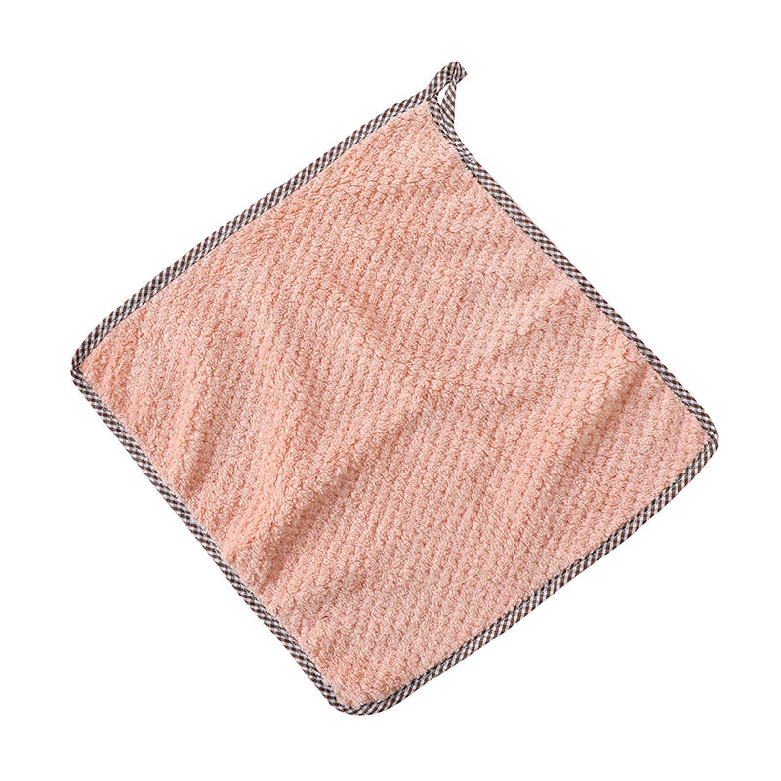 QZYANXHCT Pineapple Lattice, Kitchen Cleaning, dishwashing, Small Square Towels, Hanging Coral Velvet Hand Towels
