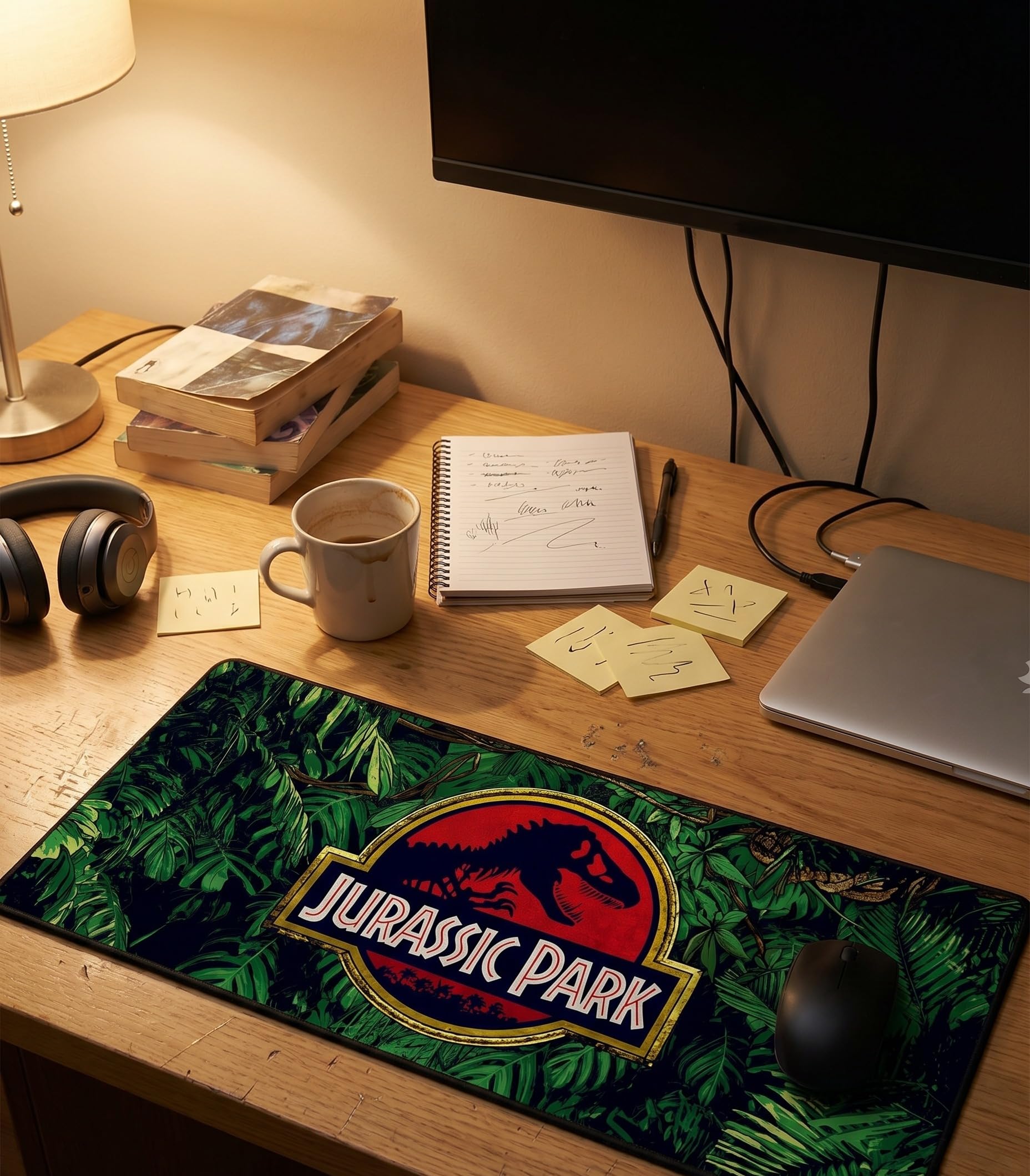 Elbenwald Tapis de souris de jeu XXL avec dragons en toute simplicité, Super Mario, Zelda et plus - 80 x 35 x 0,4 cm - Imperméable et antidérapant (Jurassic Park)