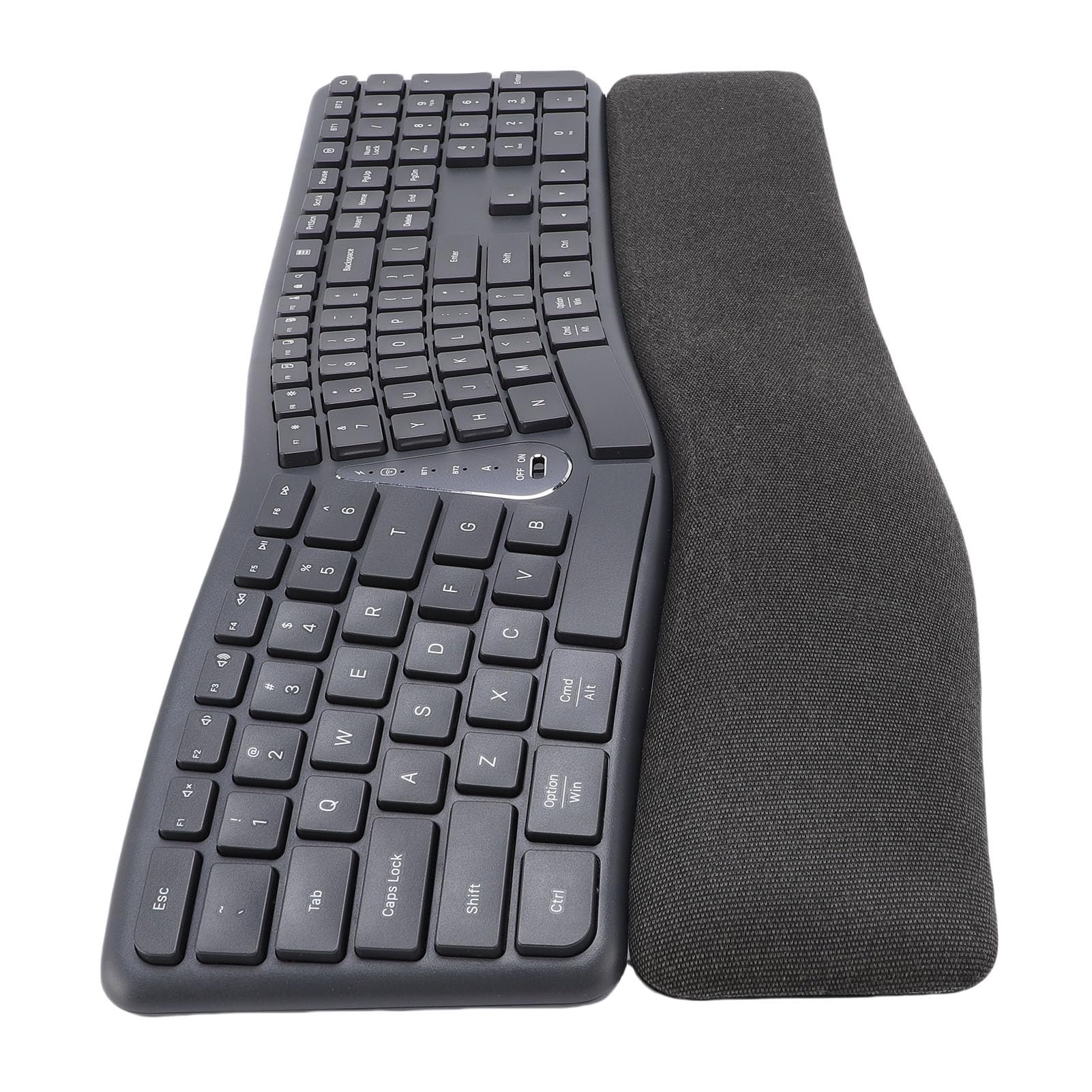 Denash Tastiera Ergonomica Wireless, Tastiera Divisa Bluetooth USB C 2.4G con Poggiapolsi Imbottito, Tastiera per Computer a 111 Tasti per Laptop Desktop