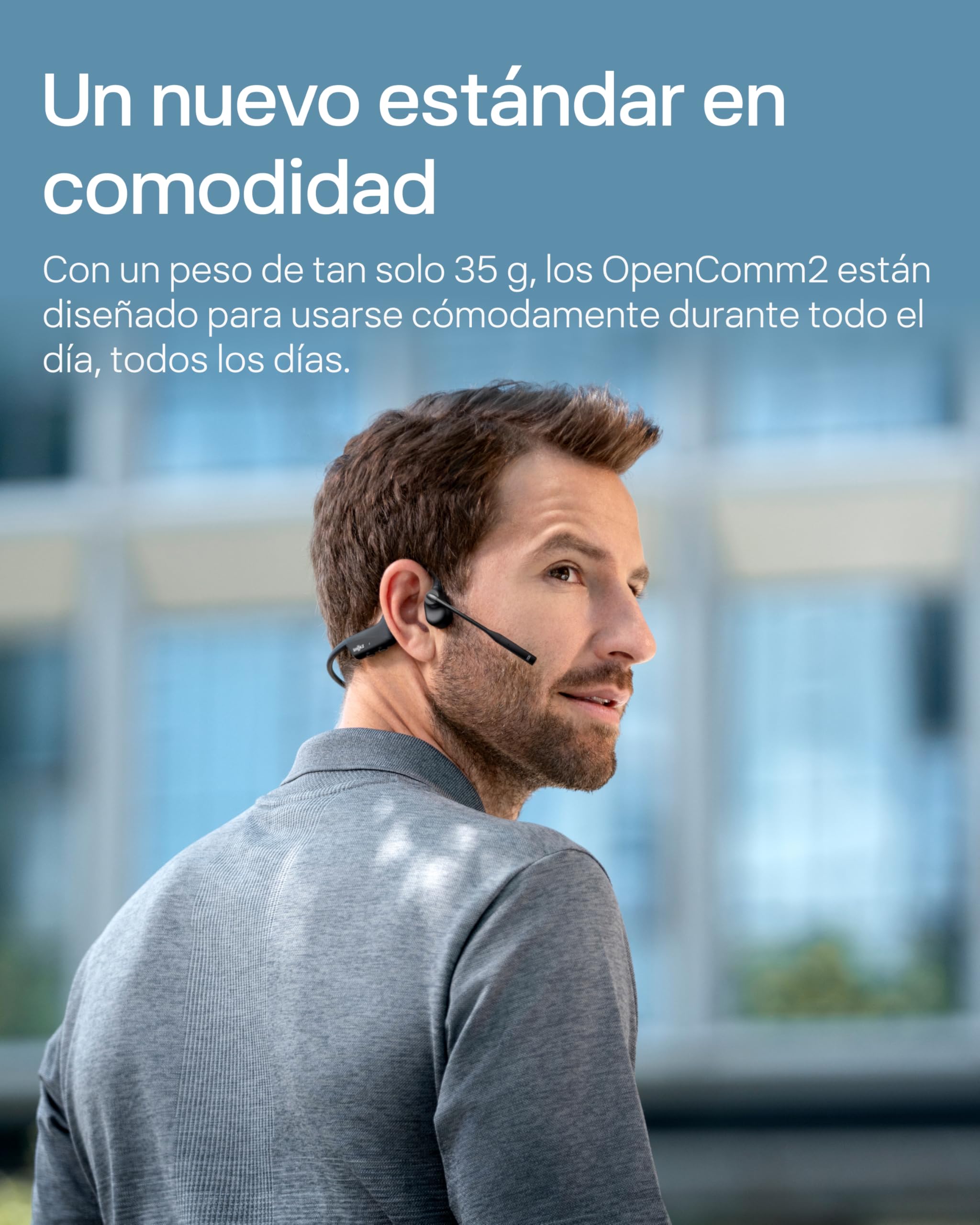 SHOKZ OpenComm2 UC 2025 Upgrade Auriculares Conducción Ósea Bluetooth,Negro | Inalámbricos | Oído Abierto | con Micrófono de Cancelación de Ruido | para Office y trabajo | Puerto de Carga Tipo C