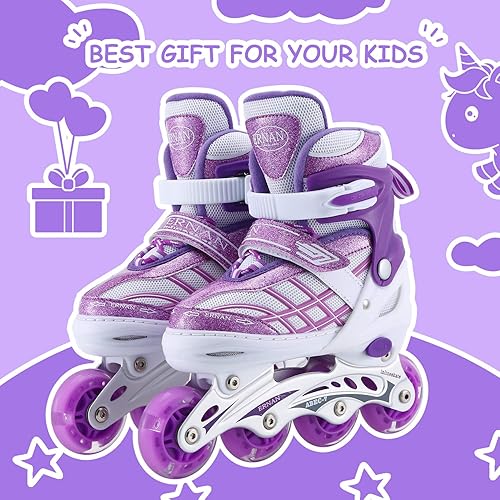 Miniatura 6 de Patines en línea para niños y niñas principiantes ajustables, las 8 ruedas iluminadas