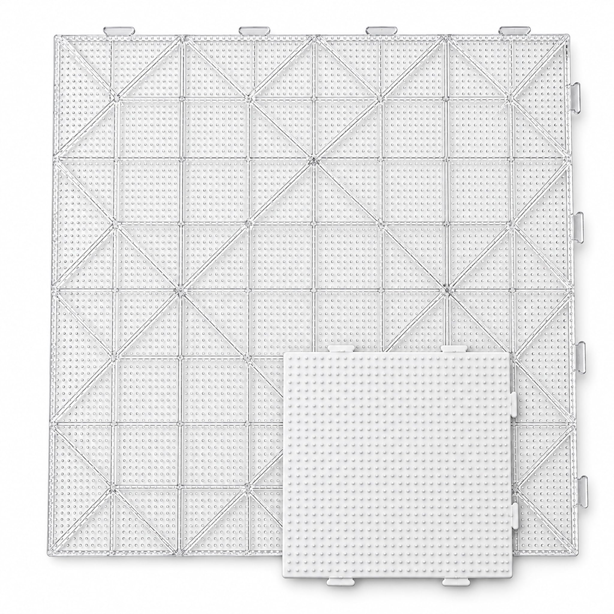 Large Transparent Fuse Beads Pegboard 28x28cm + White Beadboard 13x13cm