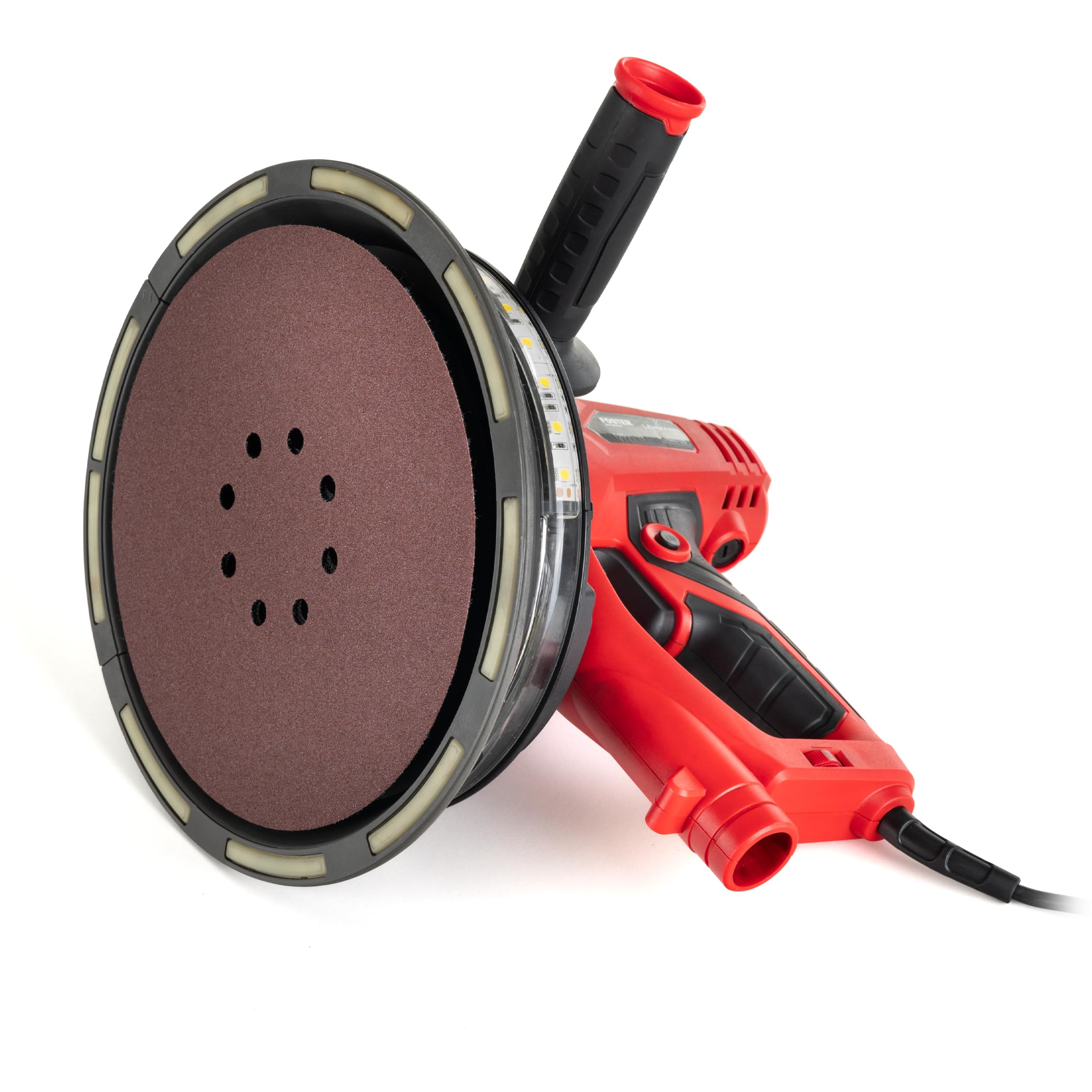 LEHMANN Lijadora Pared y Techo, 1500 W, Anchura 225 mm, 6 Velocidades Variables, 2800 rpm, Luz LED 360°, Lijadora de Pared con Sistema de Recogida de Polvo - Bolsa y Manguera de Succión