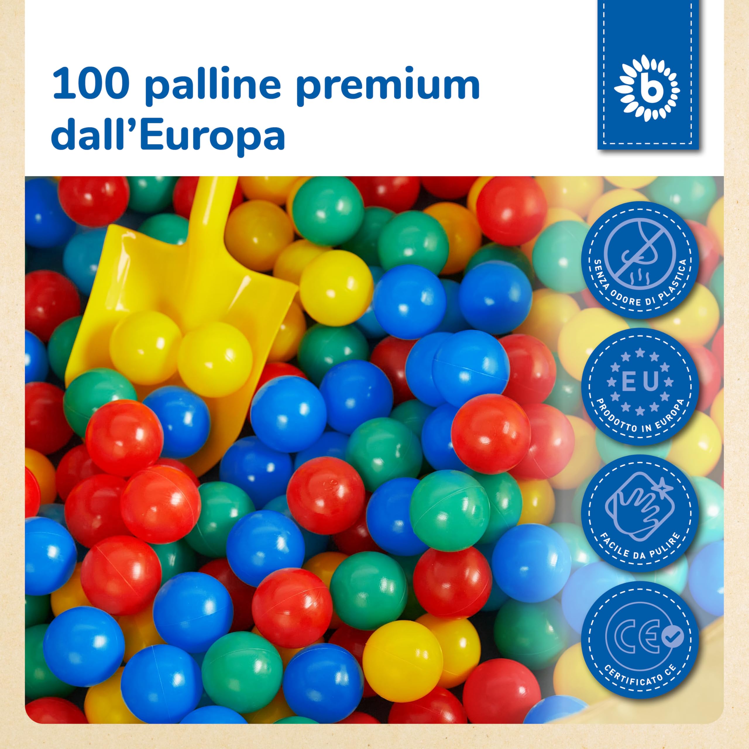 Bieco 22000510, 100 palline colorate, circa 6 cm