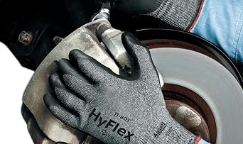 Ansell HyFlex 11-801 Nylon Glove, Black Foam Nitrile Coating, Knit Wrist Cuff, Small, Size 7 (Pack of 12)