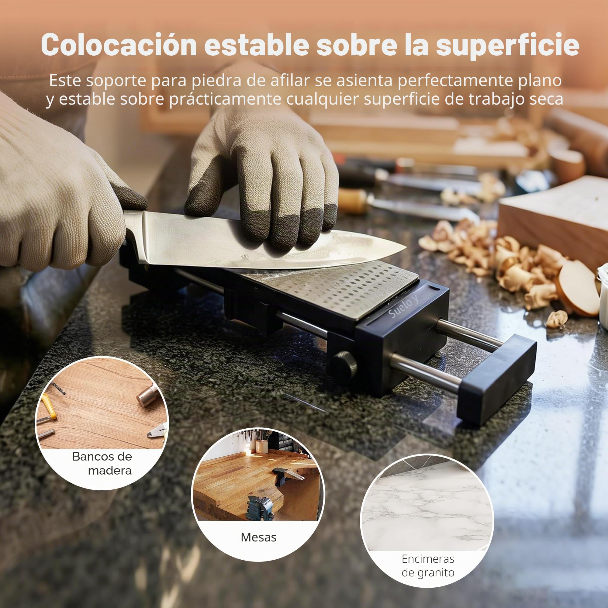 Soporte para piedra de afilar, goma antideslizante ajustable de acero inoxidable 304 para un afilado fácil