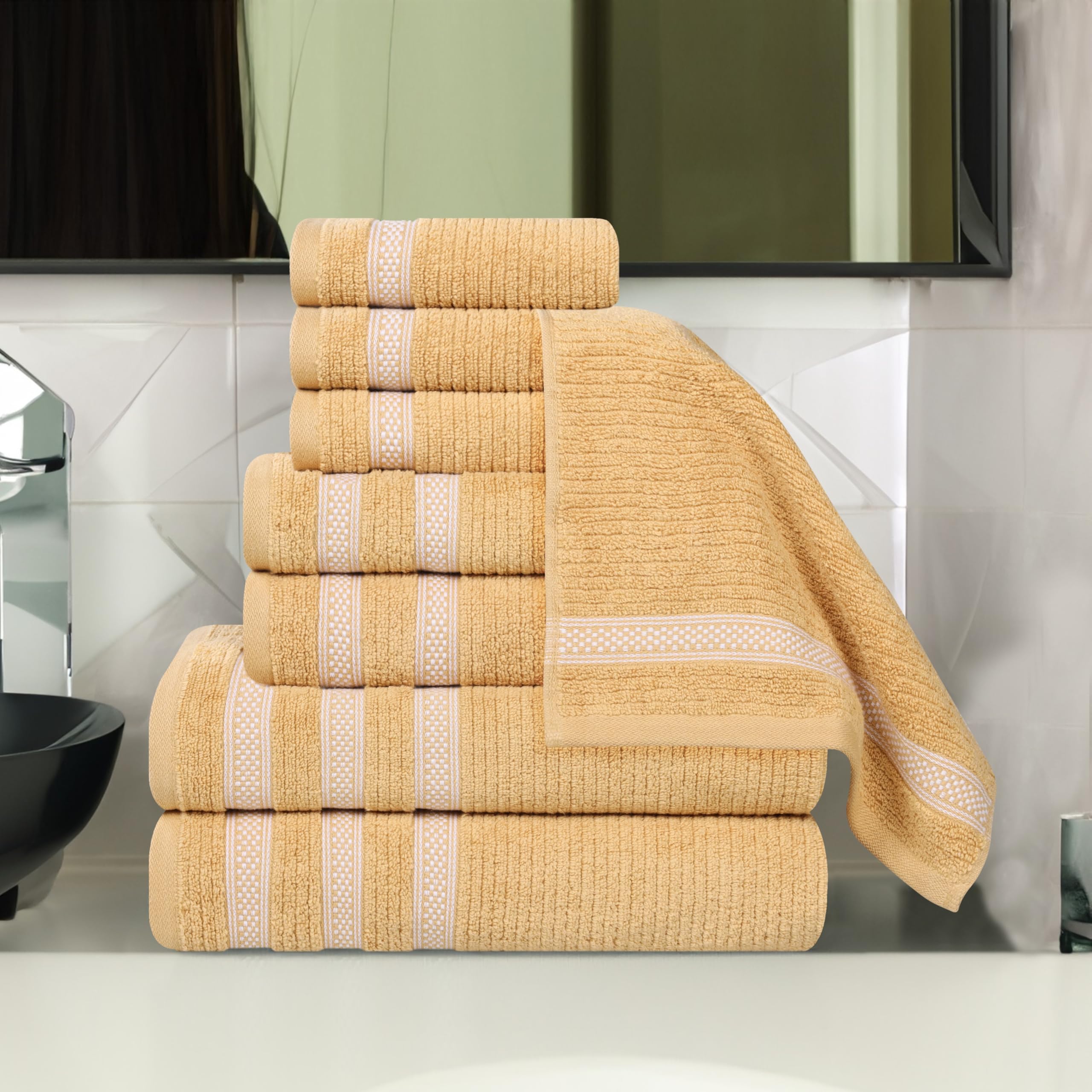 Juego de toallas de algodón premium de 8 piezas para baño, ducha y experiencias de spa
