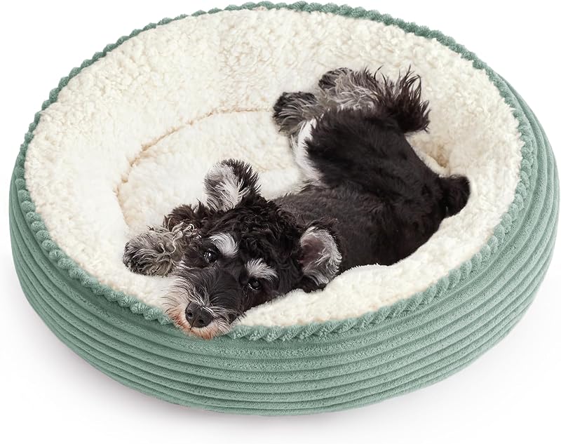 Cama Redonda Donut para Gatos e Cães Love's cabin, Tecido Macio, Base Antiderrapante e Resistente à Água, Verde Maçã, 63,5 cm