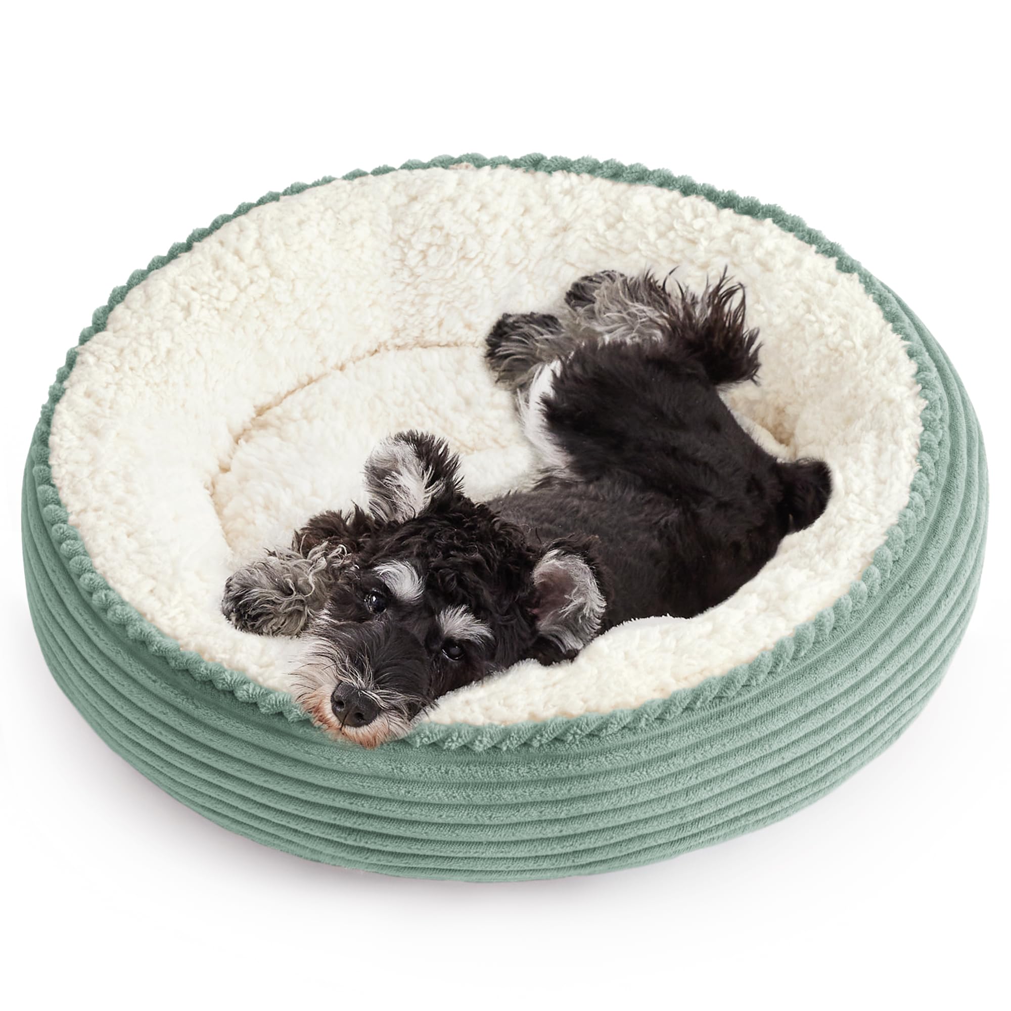 Photo 1 of Love's cabin Round Donut Cat and Dog Cushion Bed, 25in Pet Bed for Small or Medium Dogs, Anti-Slip & Water-Resistant Bottom, Soft Durable Fabric Pet Beds, Washable Calming Cat Bed Apple Green Stripe