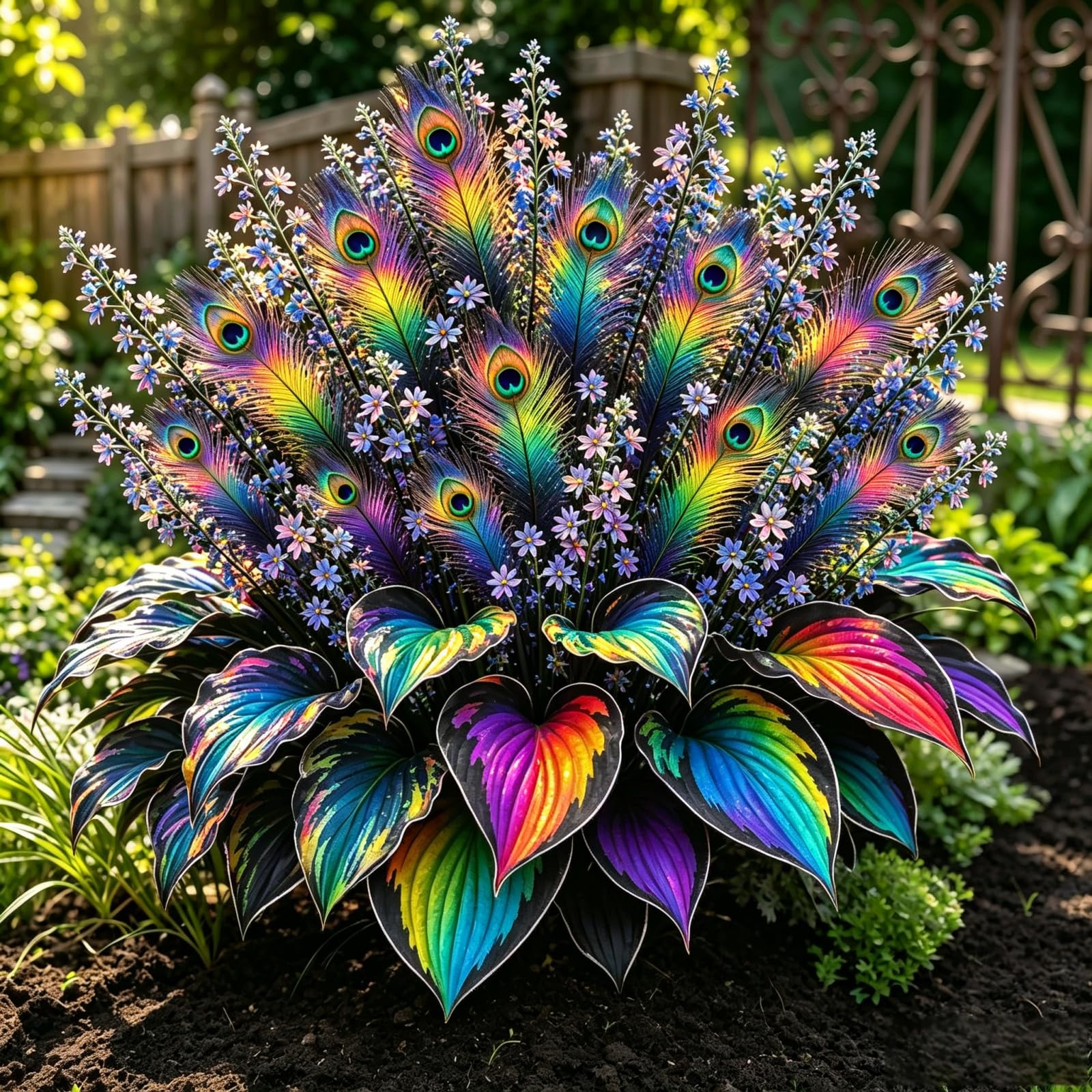 Fast Growing Peacock Flame Hosta Plants for Beautiful Outdoor Garden Displays-15 Rhizomes-A