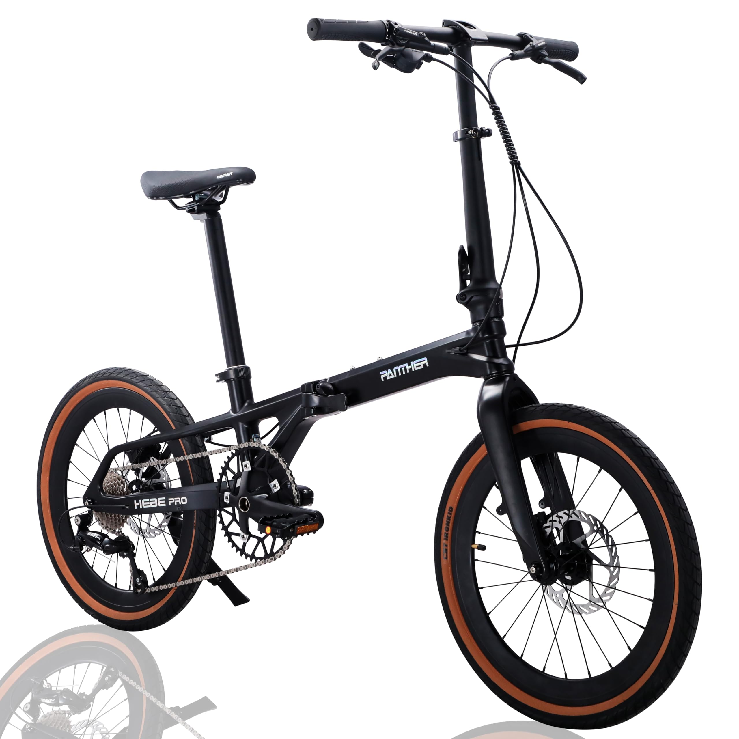 PANTHER HEBE PRO Folding Mini Velo Bike, 20 Inch Lightweight Magnesium Alloy Frame, 9-Speed Gear, Hydraulic Disc Brakes, Compact Urban Commuter Bicycle for Men&Women (Urban Black) Sporting Goods