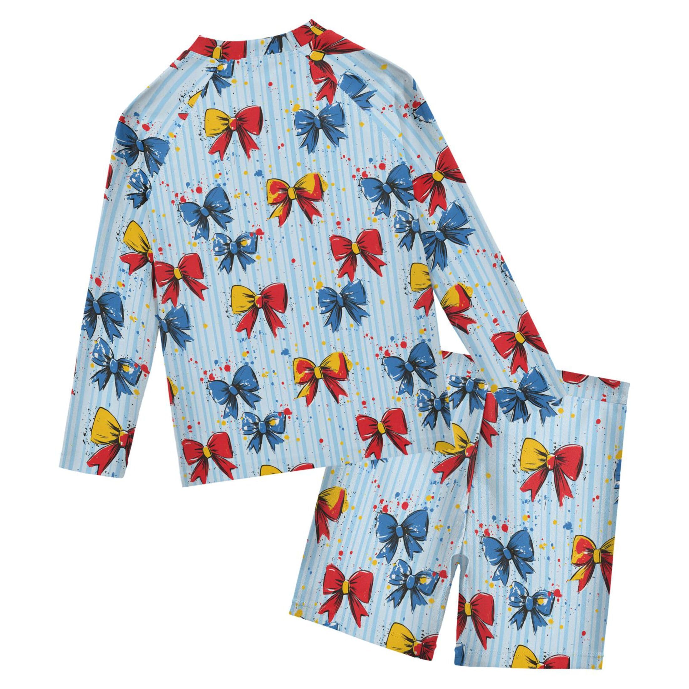 Colorful Bows Toddlers and Baby Boys' Swimsuit Trunk and Rashguard Set B0404906