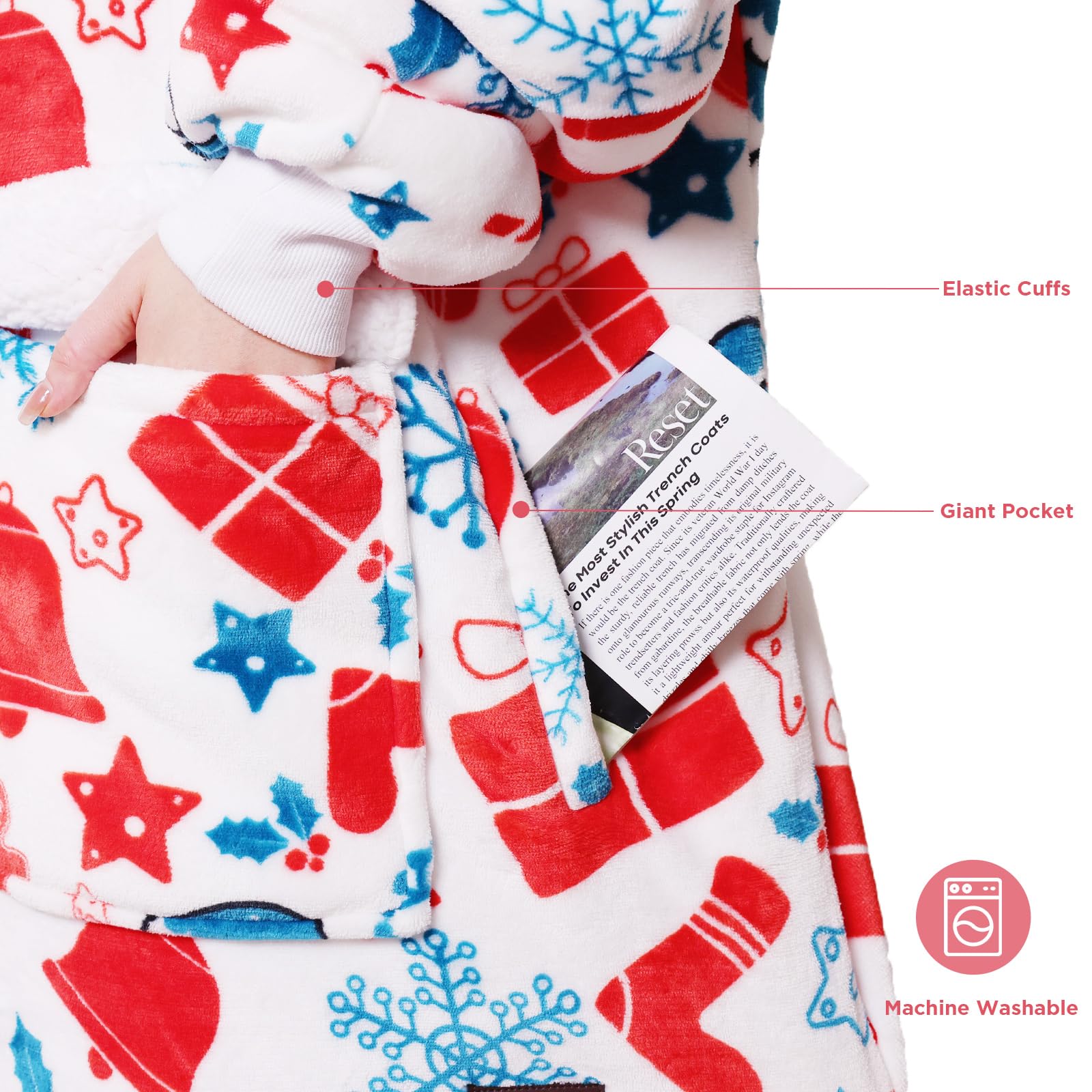 PanxHome Coperta con Maniche, 480GSM Coperta Indossabile, Taglia Unica XI-5XL, Plaid con Maniche Donna Uomo, Plaid Divano, Coperta TV