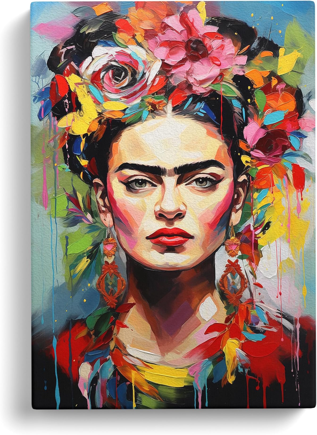 Frida Kahlo Expressionism Art | Canvas Wall Art Print | Framed Ready to Hang Picture | Modern Art for Living Room Bedroom Kitchen Home | 24x16 Inch