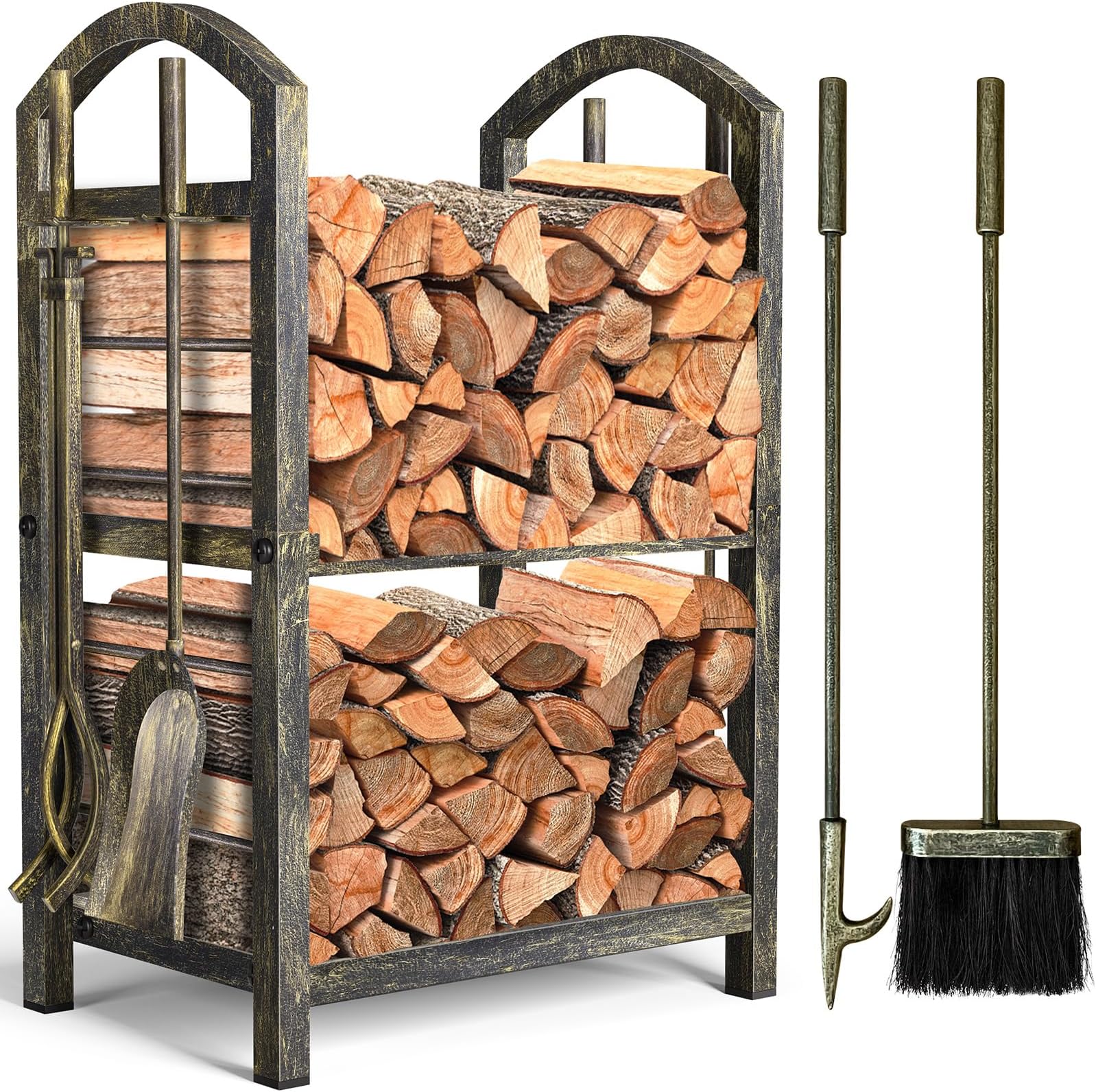 Support à bois de chauffage KADAX, panier en métal de 90 cm pour cheminée - Bricolage