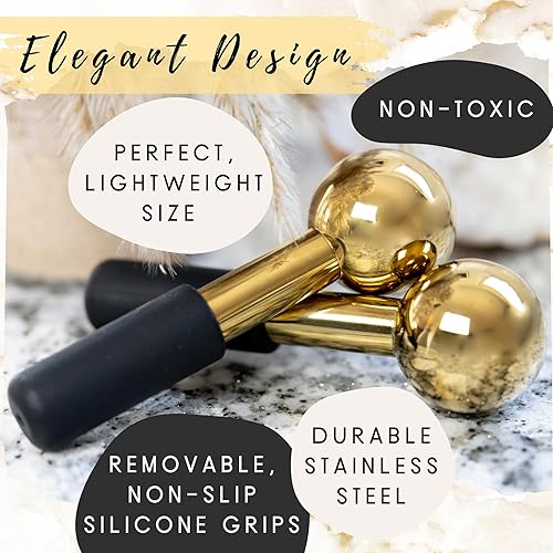 Miniatura 4 de Globos de hielo faciales de acero inoxidable para cara y ojos, reduce el enrojecimiento y las arrugas, rodillo facial de globo de hielo para el