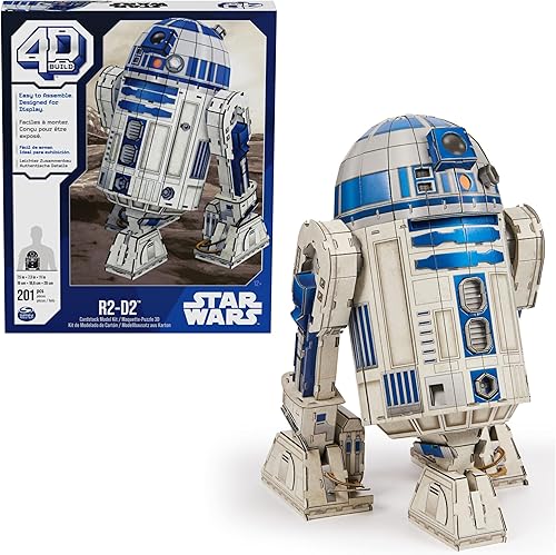 4D Build - Rompecabezas 3D de Star Wars - Modelo de Star Wars de 201 piezas - Droide R2D2 inspirado en la saga - Rompecabezas para adultos - Juego