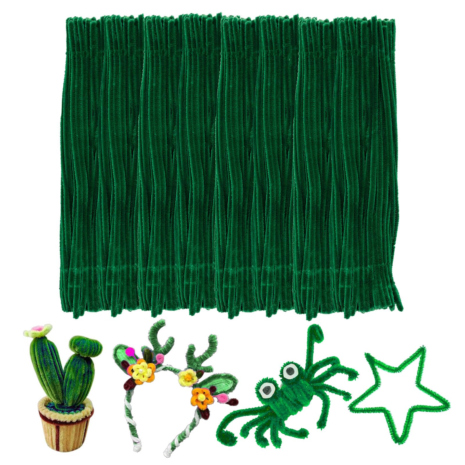 Christmas Green Pipe Cleaners Craft Bulk,Arts Crafts,Chenille Stems Art Supplies for Projects Creative DIY Room Decor,Christmas Tree Decorations,Handmade Flower,Kids Stocking Stuffers,Family Games