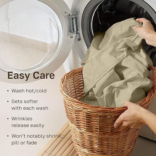 Miniatura 7 de CALIFORNIA DESIGN DEN - Juego de sábanas de 400 hilos y satén de algodón 100% natural, suaves, refrescantes, duraderas y esquinas profundas, beige