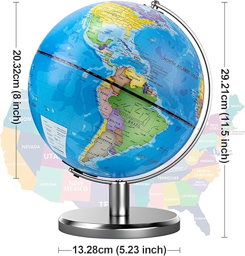 Miniatura 5 de Globo del mundo iluminado de 8 pulgadas con luz nocturna de constelación, globo educativo iluminado para niños y adultos, globos de aprendizaje de
