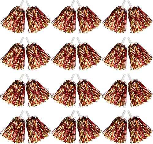 Miniatura 42 de Hooshing 12/24/100 pompones de animadora de papel metálico con asas de plástico para rooters, escuadrón de animación, deportes de espíritu