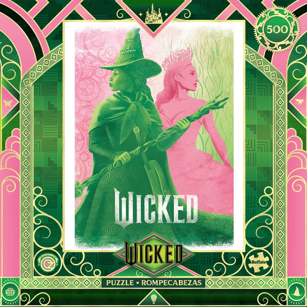Buffalo Games - Wicked - Pink Goes Good with Green - 500 Piece Jigsaw Puzzle for Adults -Challenging Puzzle Perfect for Game Nights - Finished Size is 21.25 x 15.00