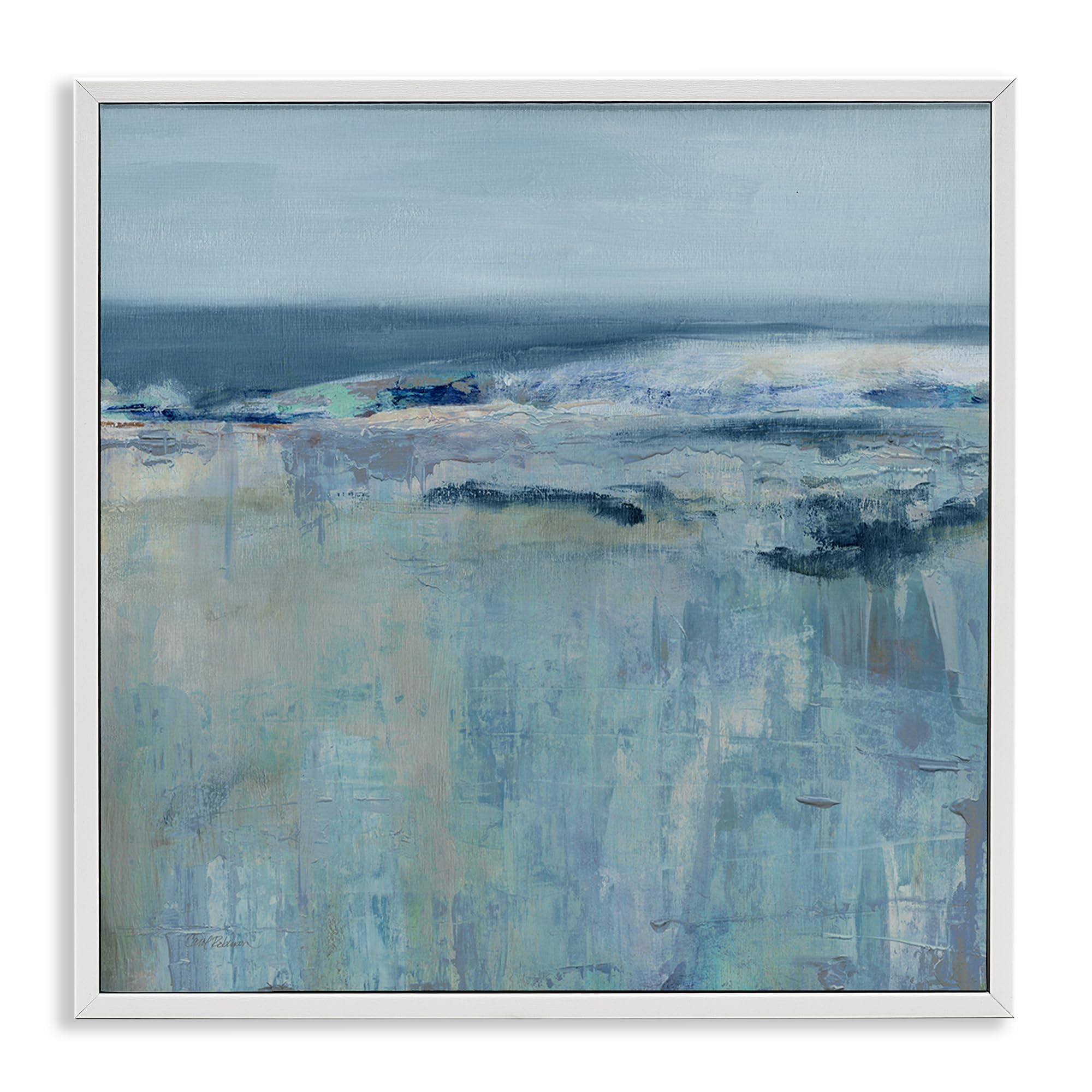Stupell Industries Coastal White (Textured) 'Serene Abstract Pastel Seascape'| Framed Giclee Art