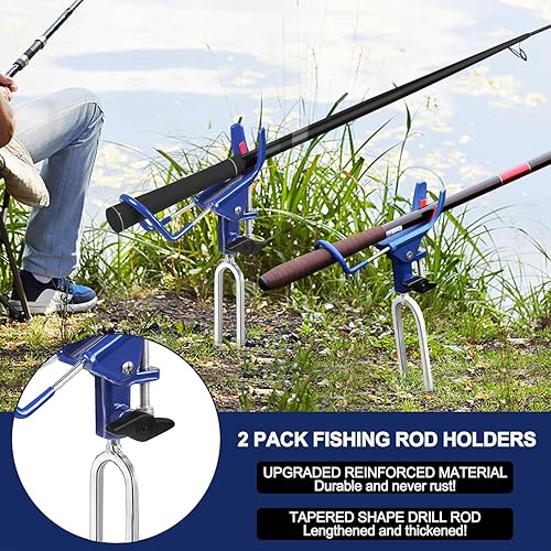 Miniatura 5 de LBW - Soporte de caña de pescar para pesca bancaria, soporte para caña de pescar de playa, soporte ajustable de acero inoxidable de 360 grados, 2