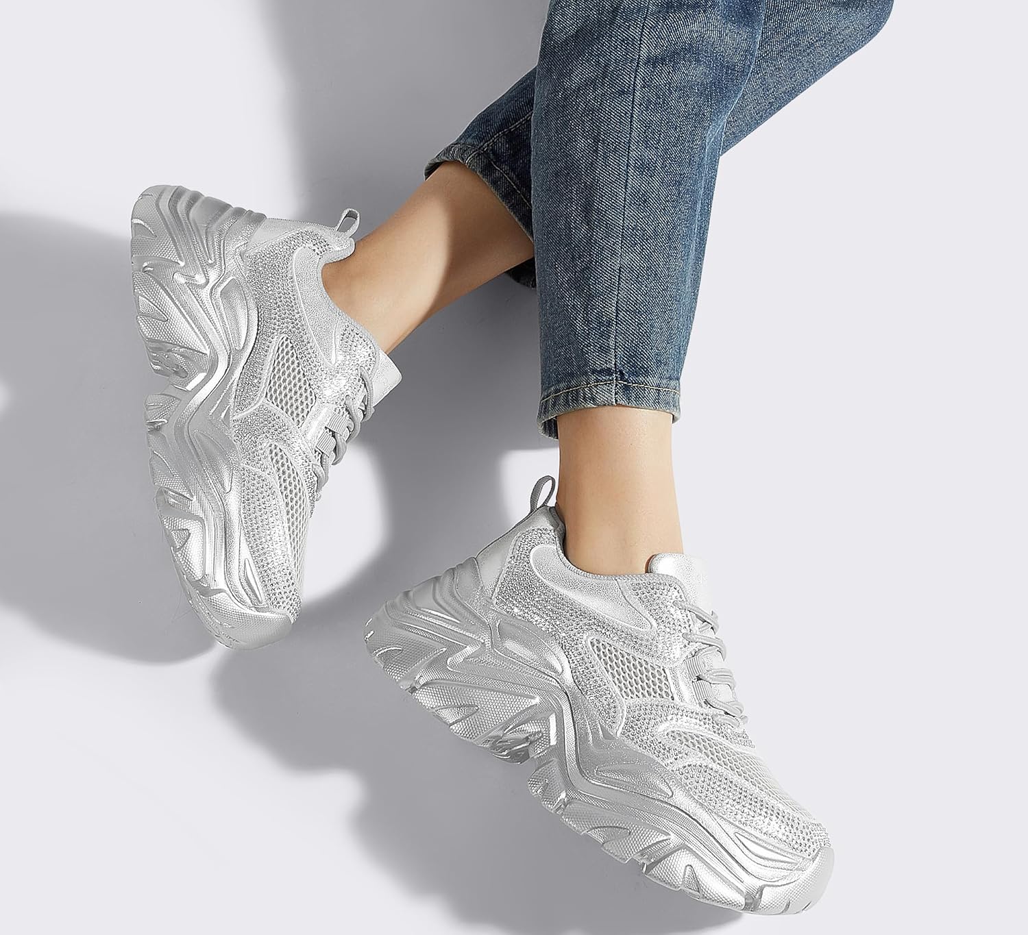 K KIP WOK Chunky Sneakers for Women Fashion Platform White Leather Casual Dad Shoes Comfortable Wedge Walking Sport Sneakers - Image 8