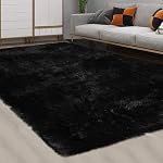 CAROMIO Rug en peluche Rug dans la région de la mouche 9' x 12' Extra Soft et confortable moderne intérieur Shaggy tapis rugs pour chambre à coucher Salon filles enfants nourrice Fluffy zone rug, noir