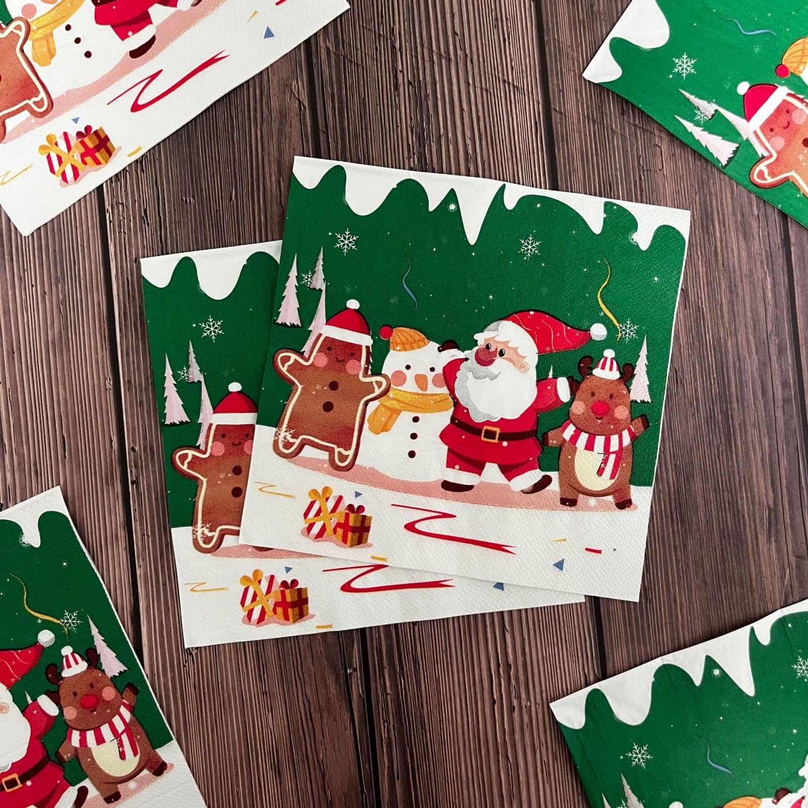 Servilletas Papel Navidad Animal Servilletas Decoupage Decoradas Papel Higienico Desechables Toilet Paper Cumpleaños Cocktail 2 Capas Paper Towels Bodas Fiesta Jardín 30 Paquetes(33x33cm）
