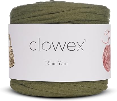Recycled Cotton T-Shirt Yarn, 100 Meter 90% Cotton Zpagetti Yarn, Elastic Fabric Chunky Tshirt Cord, Spaghetti Ribbon Yarn for DIY Craft 1, Army Green