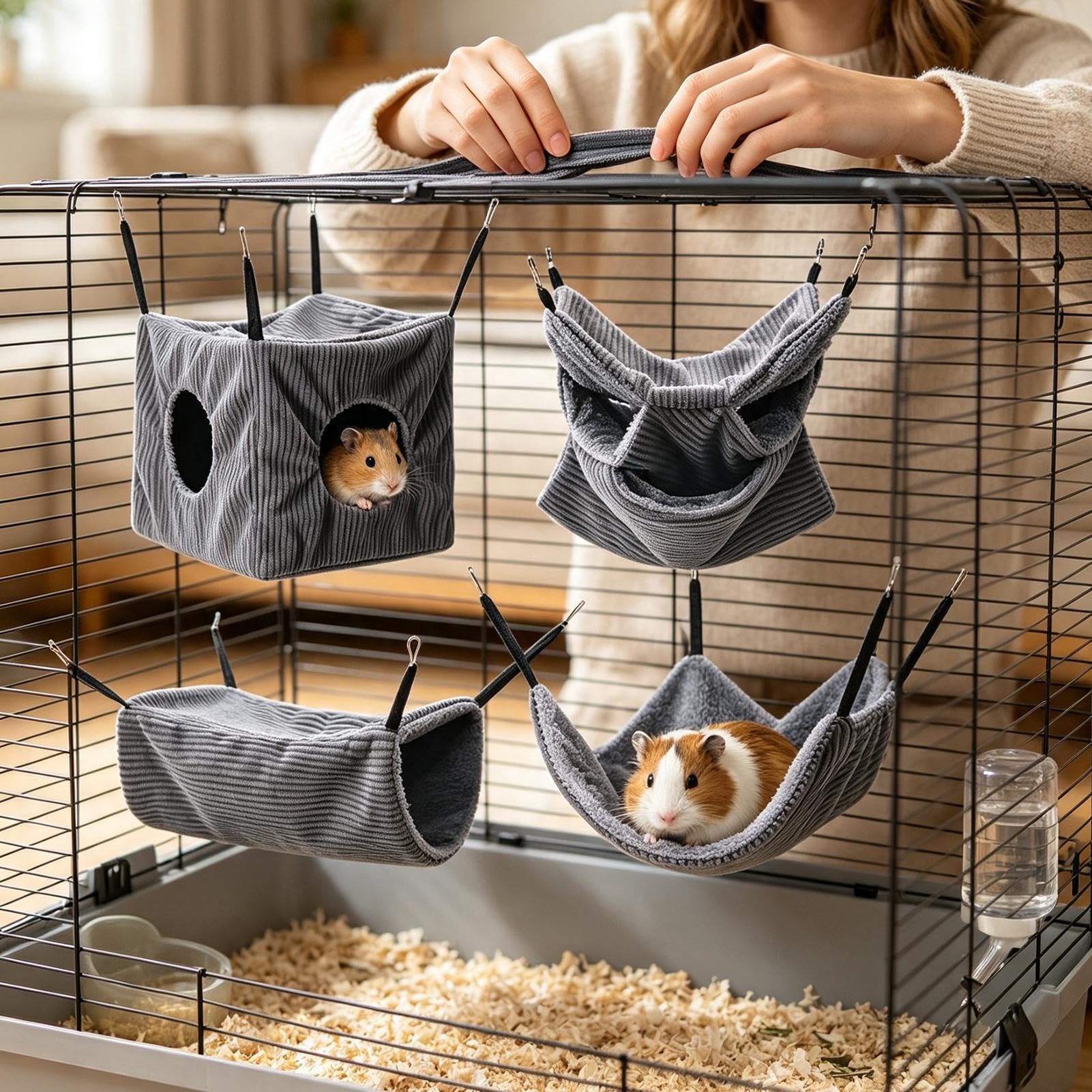 Hamster Hängematte Warmes, weiches plüschiges Tunnelrückzugsort als