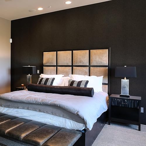 Miniatura 4 de Zeeko Papel tapiz texturizado de cocodrilo de 17.3 x 394 pulgadas, color negro, papel adhesivo fácil de instalar y extraíble para gabinetes,