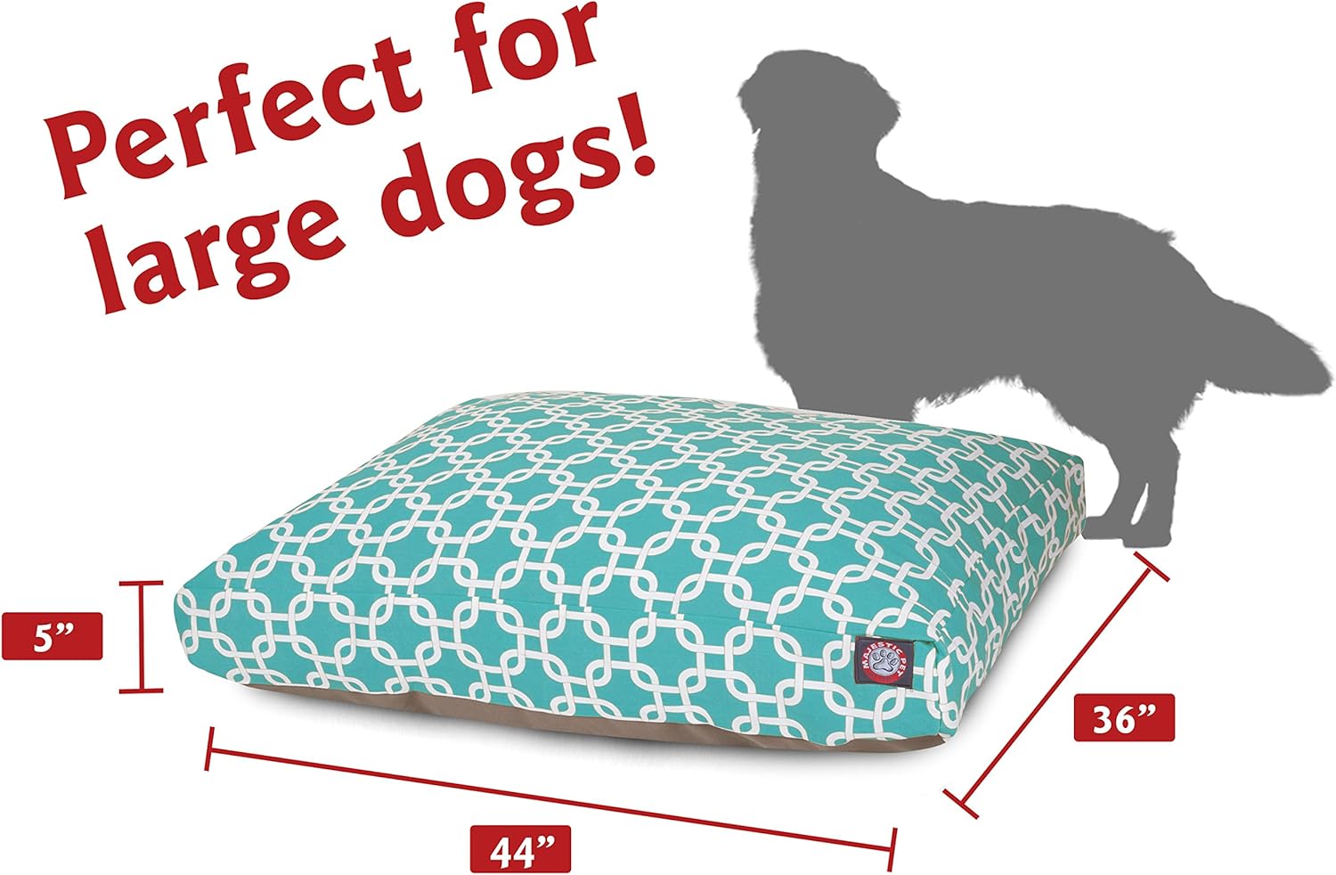review Teal Links Large Rectangle Indoor Outdoor Pet Dog Bed With Removable Washable Cover By Majestic Pet Products